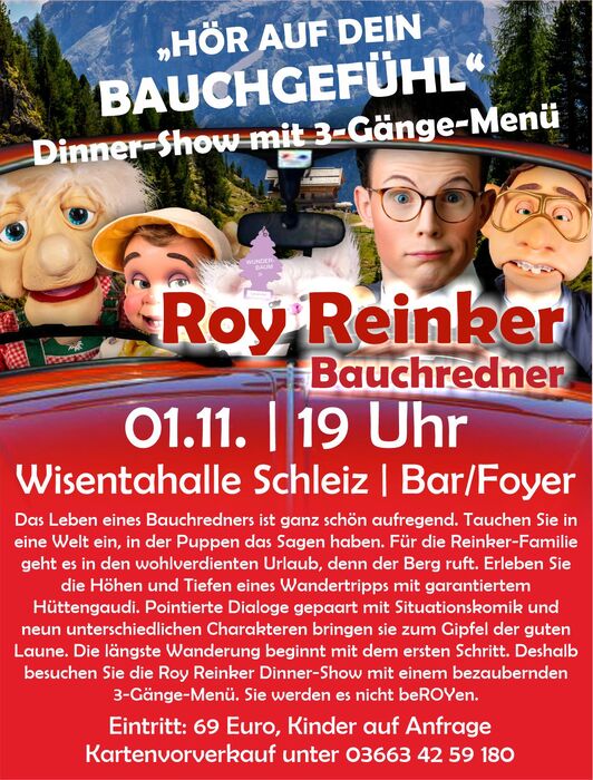 "Hör auf dein Bauchgefühl" Dinner-Show mit 3-Gänge-Menü im Foyer